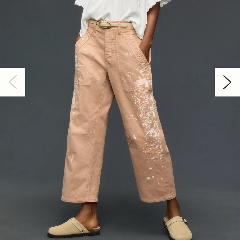 Pilcro Millie Low-Slung Barrel Pants Paint Splatter Wide-Leg size 29
